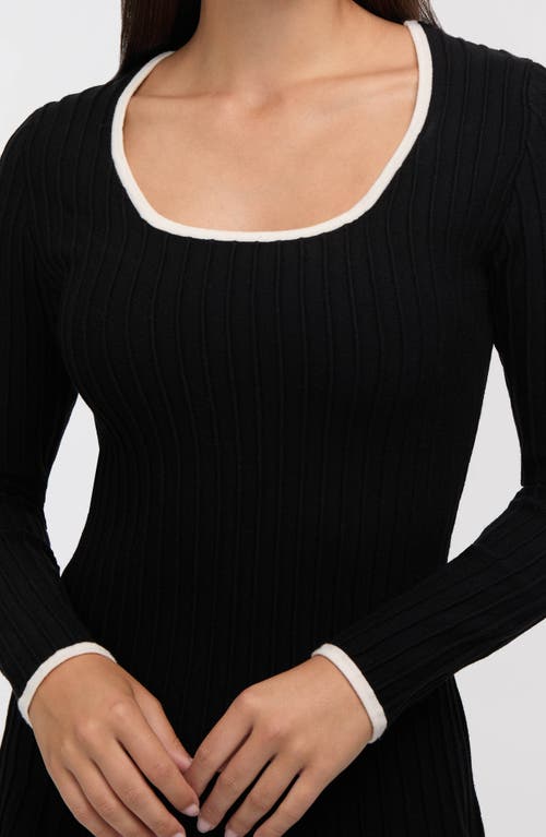 Ellen Tracy Square Neck Sweater Dress In Black