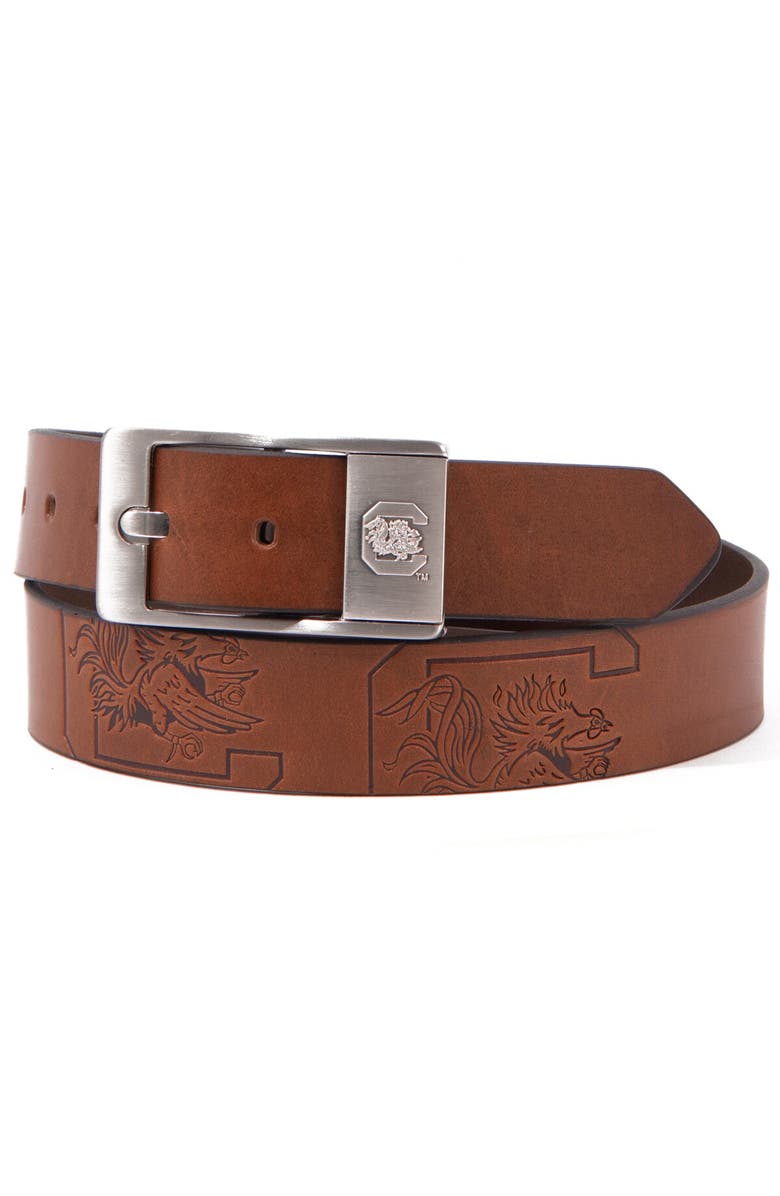 EAGLES WINGS South Carolina Gamecocks Brandish Leather Belt - Brown, Alternate, color, Brown