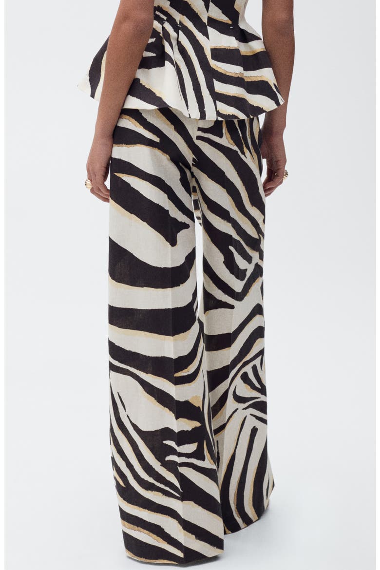Zebra Linen & Cotton Wide Leg Pants, Alternate, color, BEIGE
