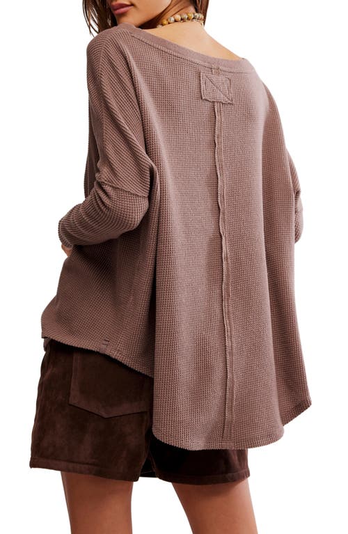 FREE PEOPLE FREE PEOPLE LATTE BLUE OVERSIZE THERMAL TOP