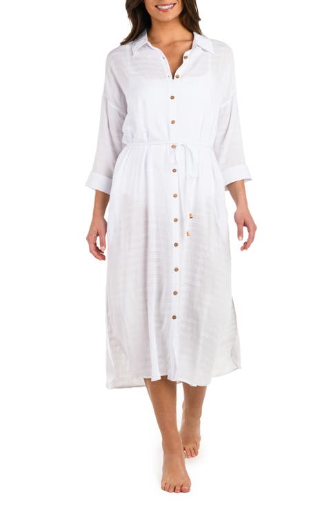 Sea Cover Button-Up Cover-Up Dress