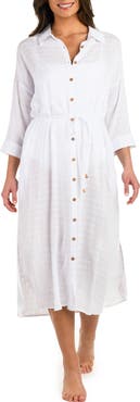 La Blanca Sea Cover Button-Up Cover-Up Dress