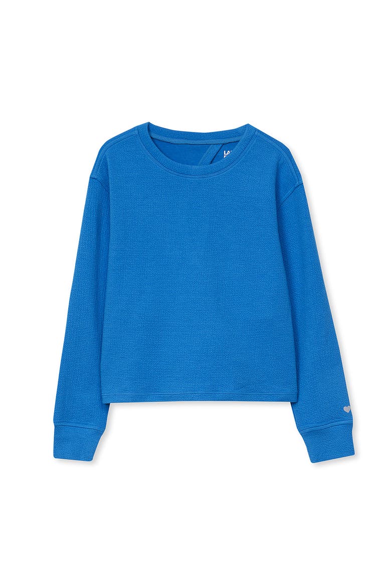 Girls Long Sleeve Twist Back Active Top, Main, color, French Blue