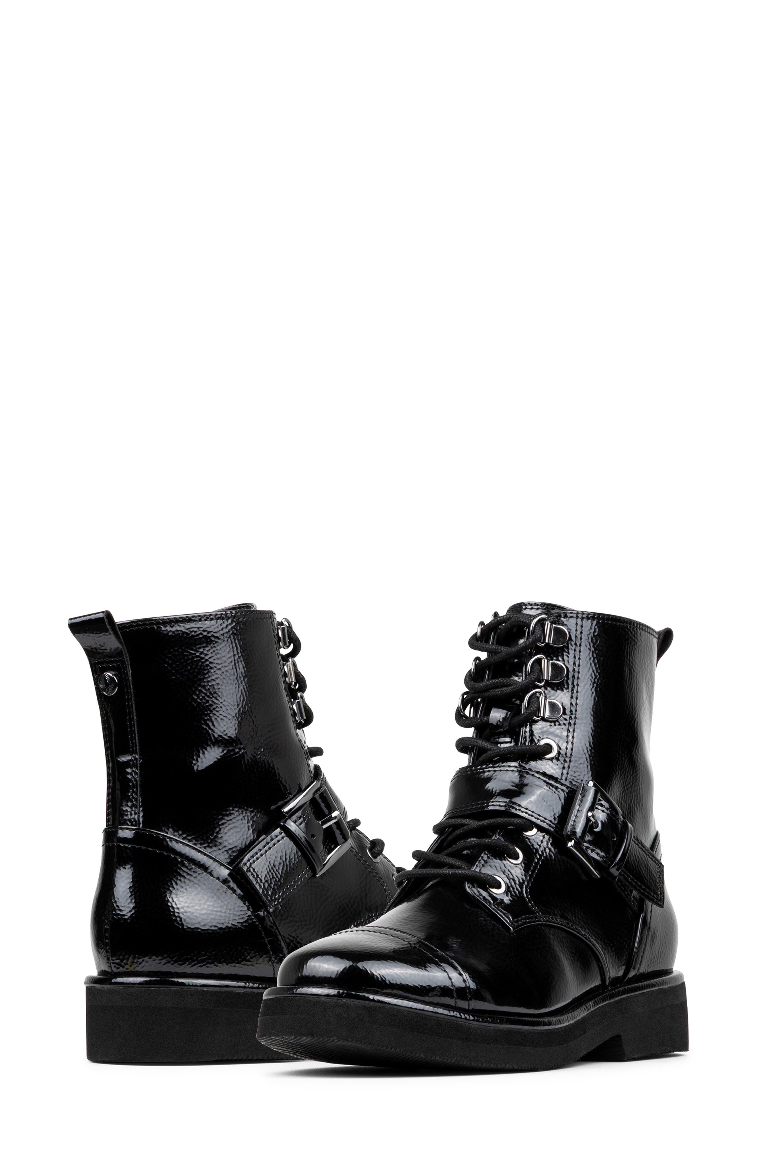 Donald Pliner Speed Lace Up Buckle Boot, Alternate, color, Black