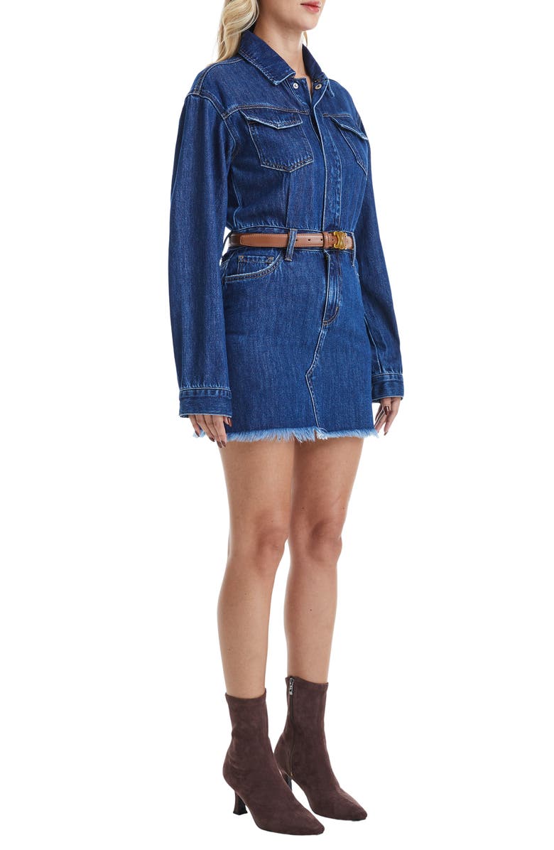 Bayeas Resa Long Sleeve Fray Hem Denim Mini Shirtdress, Alternate, color, Dark Blue