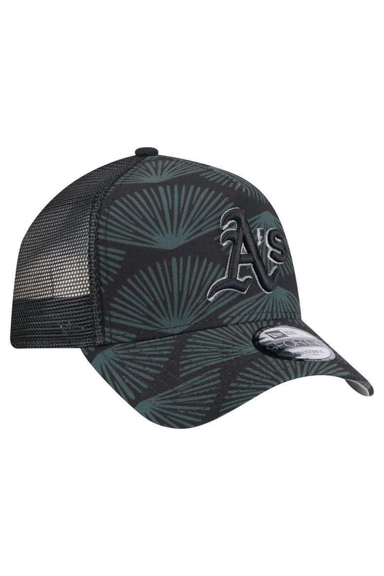 Men's New Era  Black Athletics 9FORTY A-Frame Trucker Adjustable Hat, Alternate, color, Black