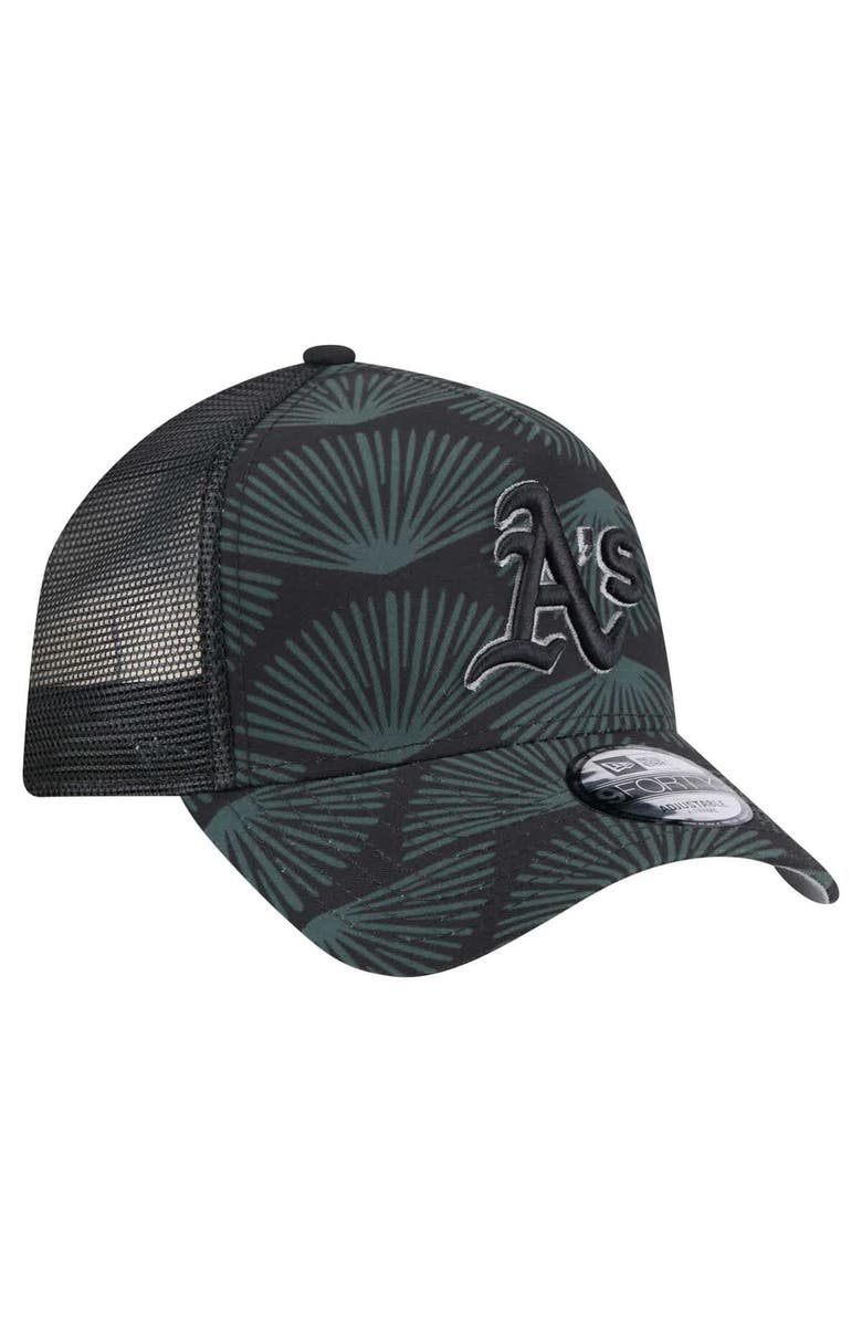 New Era Men's New Era Black Athletics 9FORTY A-Frame Trucker Adjustable Hat, Alternate, color, Black