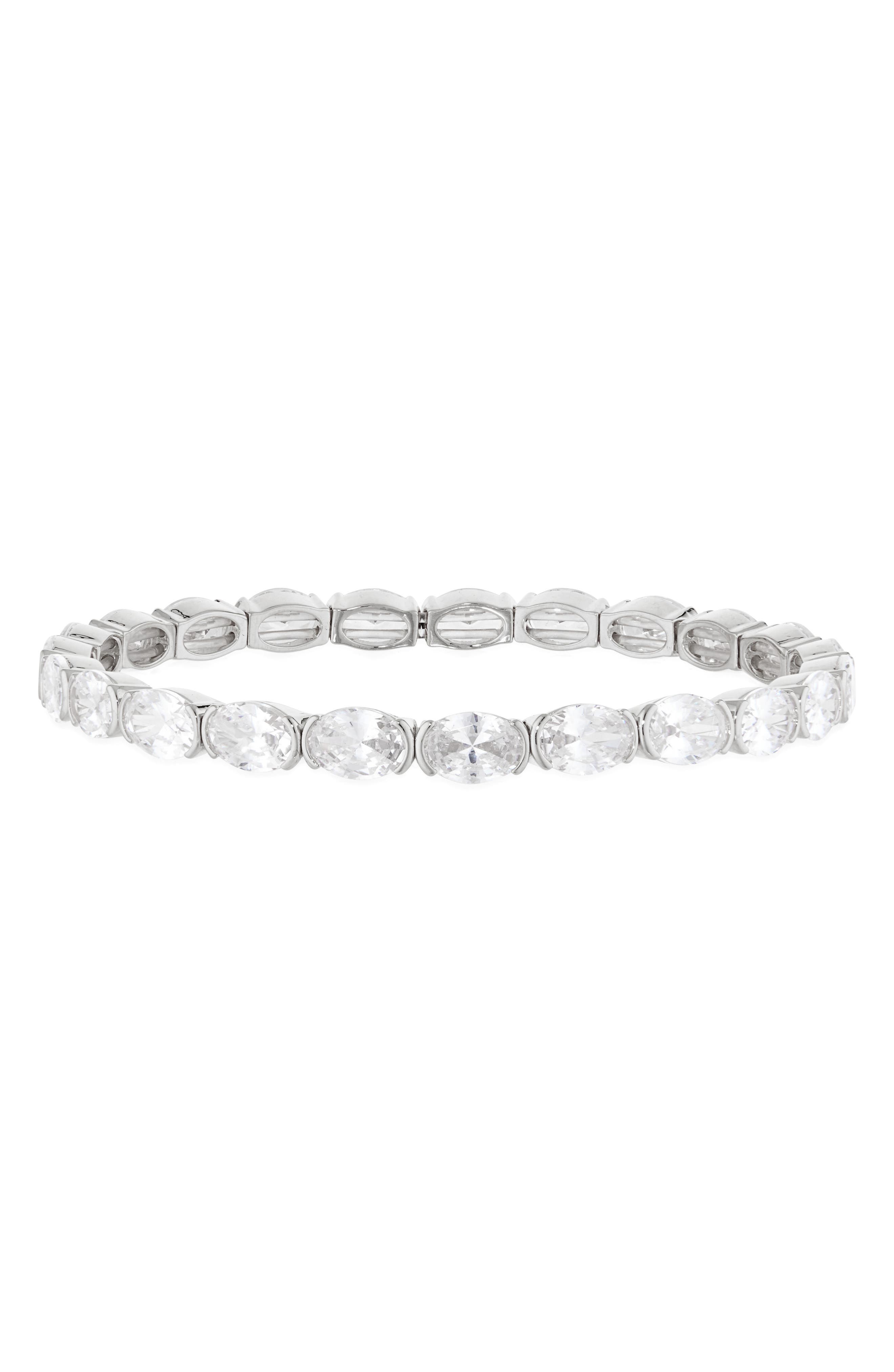 Nordstrom Oval Cut Cubic Zirconia Stretch Bracelet