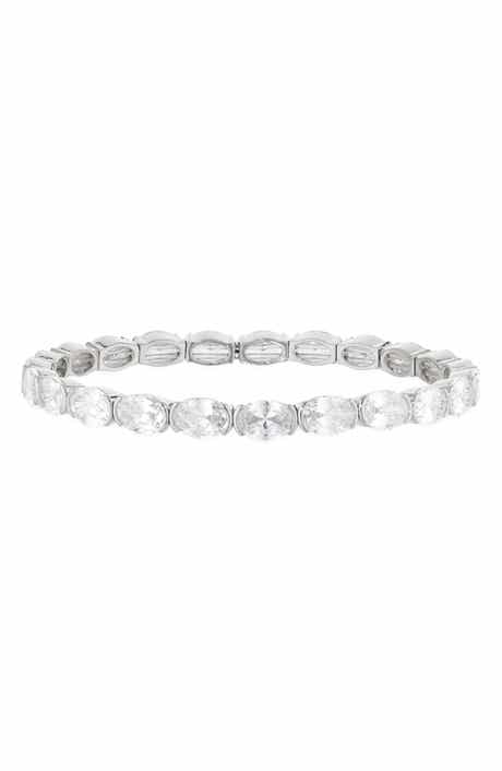 Nordstrom Oval Cut Cubic Zirconia Stretch Bracelet