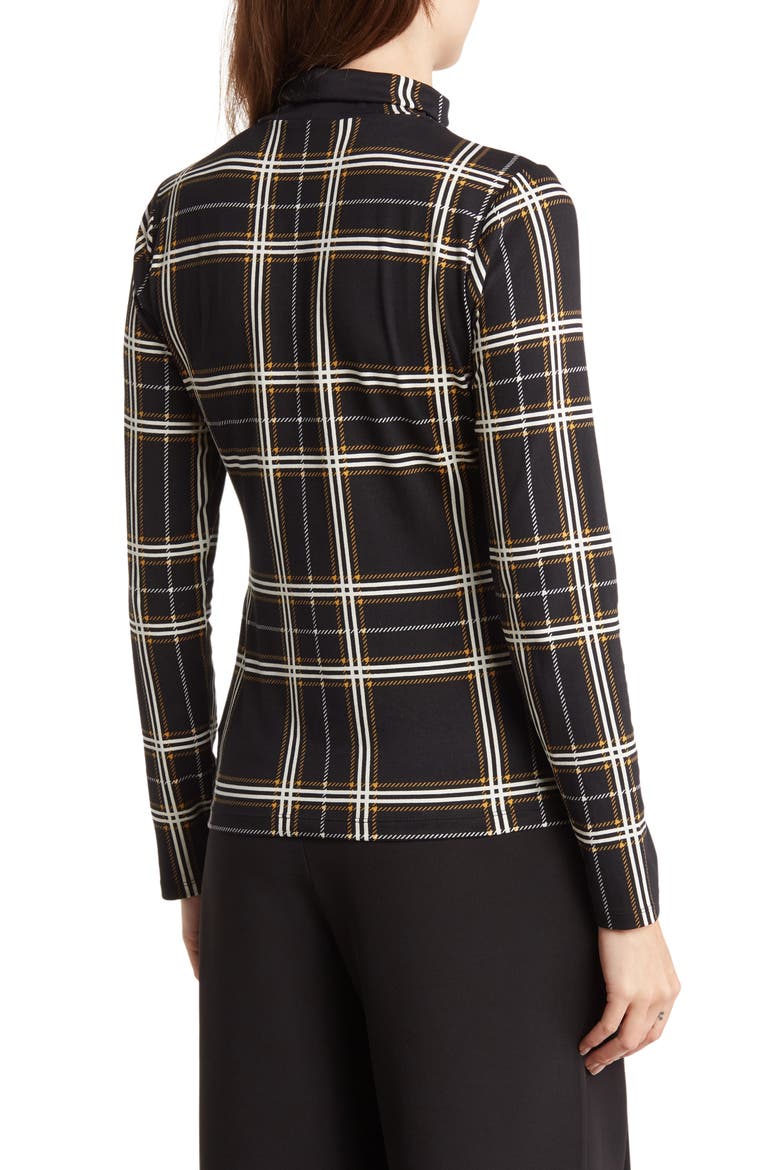 Turtleneck Long Sleeve Jersey Top, Alternate, color, BLACK PLAID