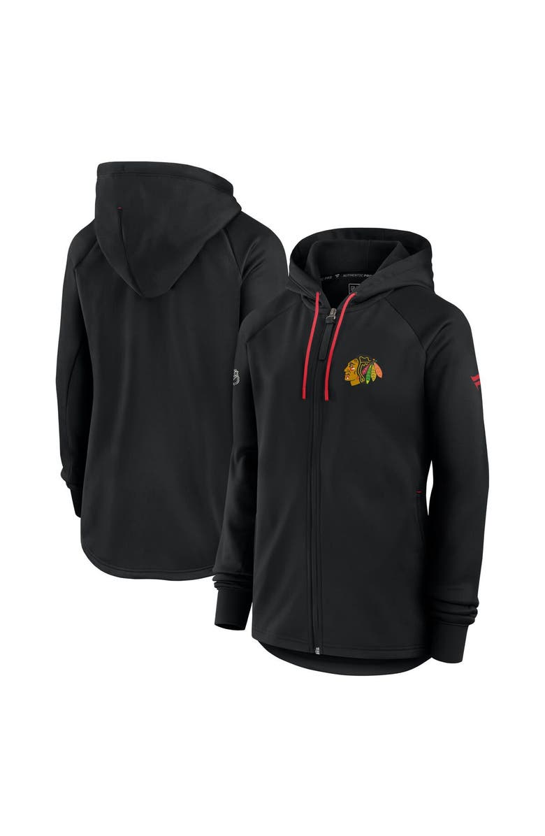 FANATICS Women's Fanatics  Black Chicago Blackhawks Authentic Pro Rink Fleece Full-Zip Jacket, Main, color, 