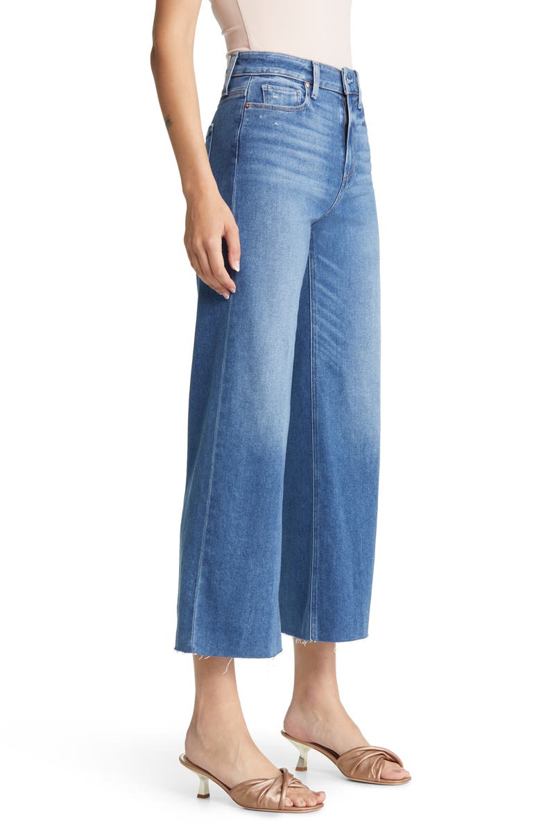 PAIGE Anessa Raw Hem Wide Leg Jeans, Alternate, color, 