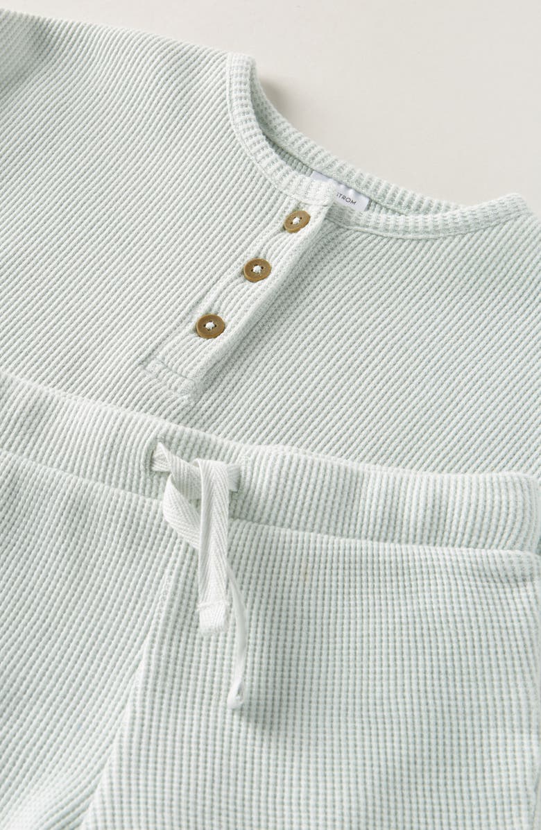 Nordstrom Waffle Knit Henley & Shorts Set, Alternate, color, Green Hush