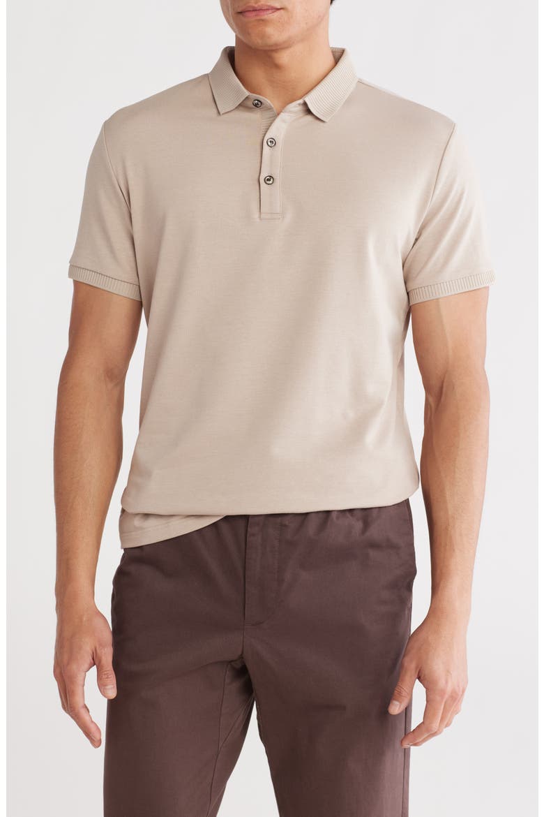 Slim Fit Stretch Cotton Polo, Main, color, STONE