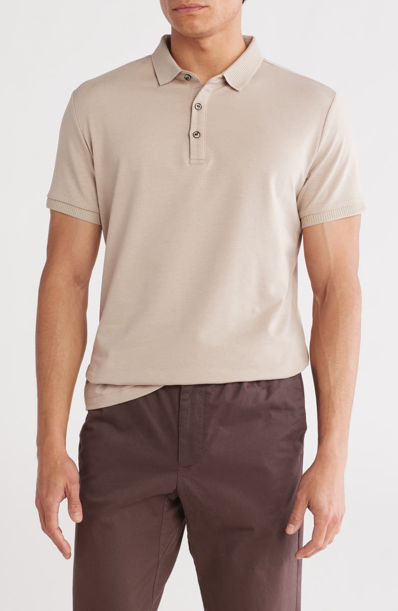 T.R. PREMIUM Slim Fit Stretch Cotton Polo, Main, color, Stone