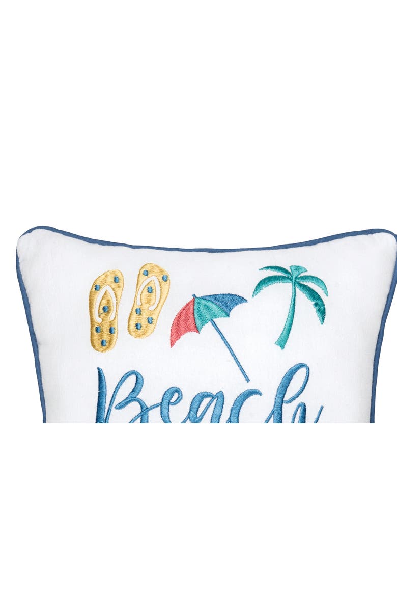 "Beach Forever Housework Whenever" Cotton Blend Mini Accent Pillow 10" x 10", Alternate, color, White