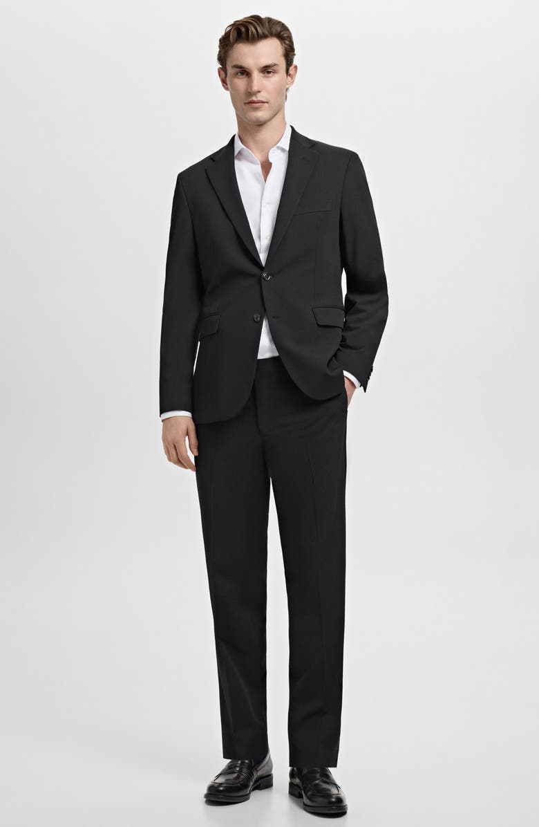 MANGO London Regular Fit Navy Blazer, Alternate, color, Black