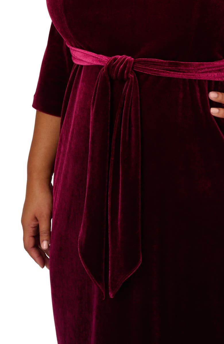 Adrianna Papell Velvet Tie Front Sheath Dress, Alternate, color, 