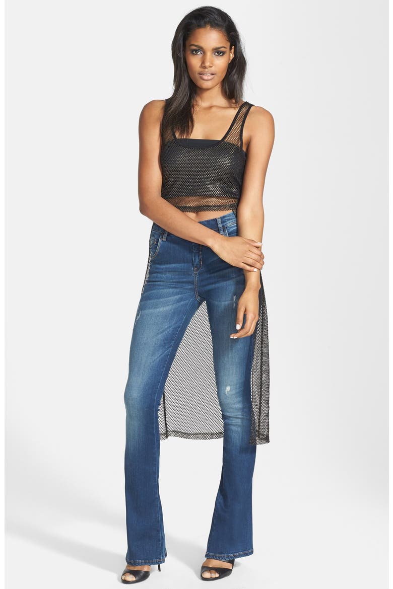 Metallic Mesh High/Low Tank, Main, color, BLACK