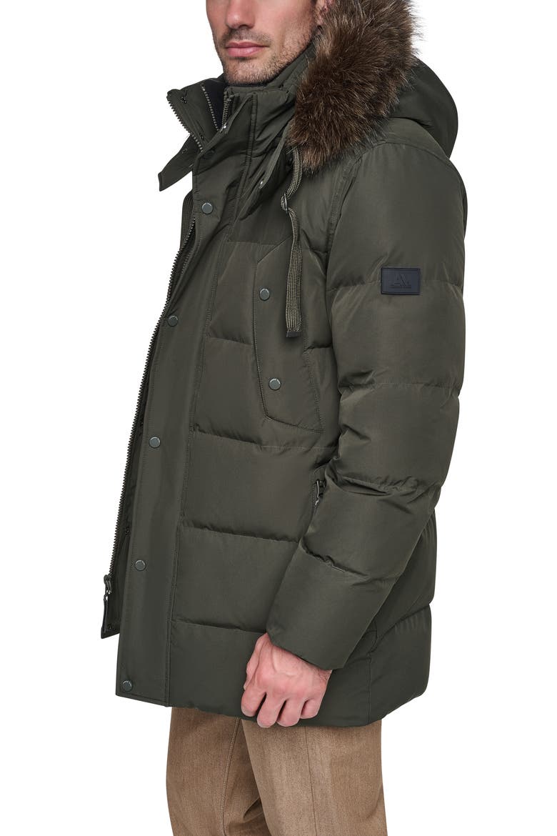 Hooded Down & Feather Fill Parka with Bib, Alternate, color, FOREST