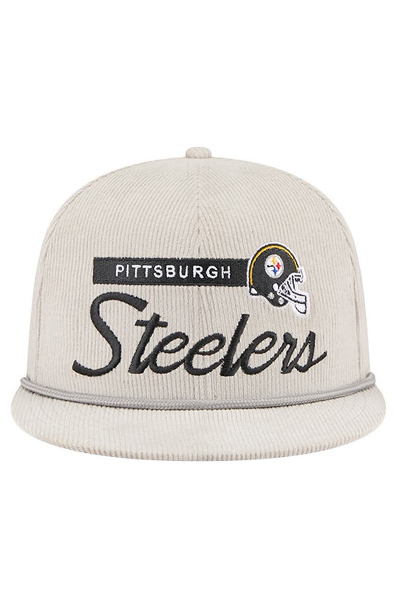 New Era Men's New Era Gray Pittsburgh Steelers Cord Rope Corduroy 9FIFTY Snapback Hat, Alternate, color, Gray