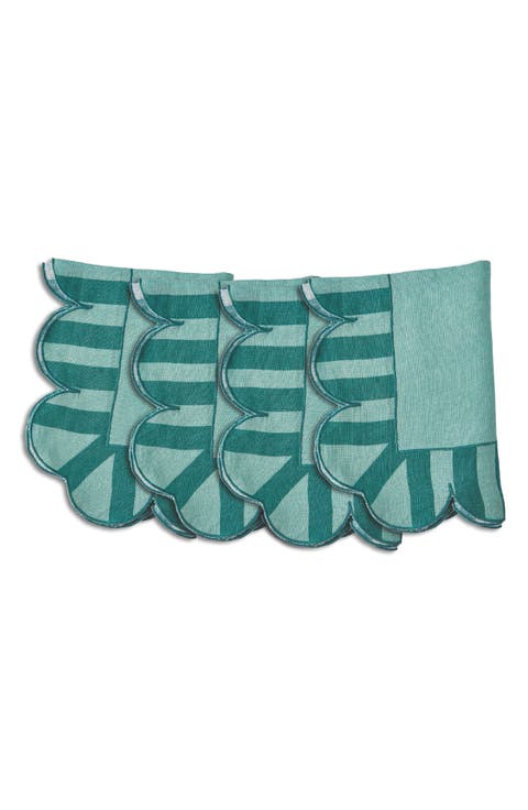 Scallop Stripe 4-Pack Linen Napkins
