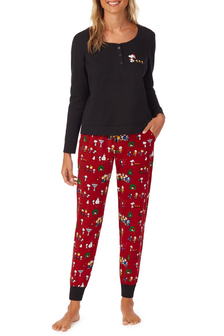 Peanuts Henley Pajamas, Main, color, PEANUTS WINTER FUN