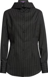 Jean Paul Gaultier Pinstripe Wool Button-Up Hoodie Shirt