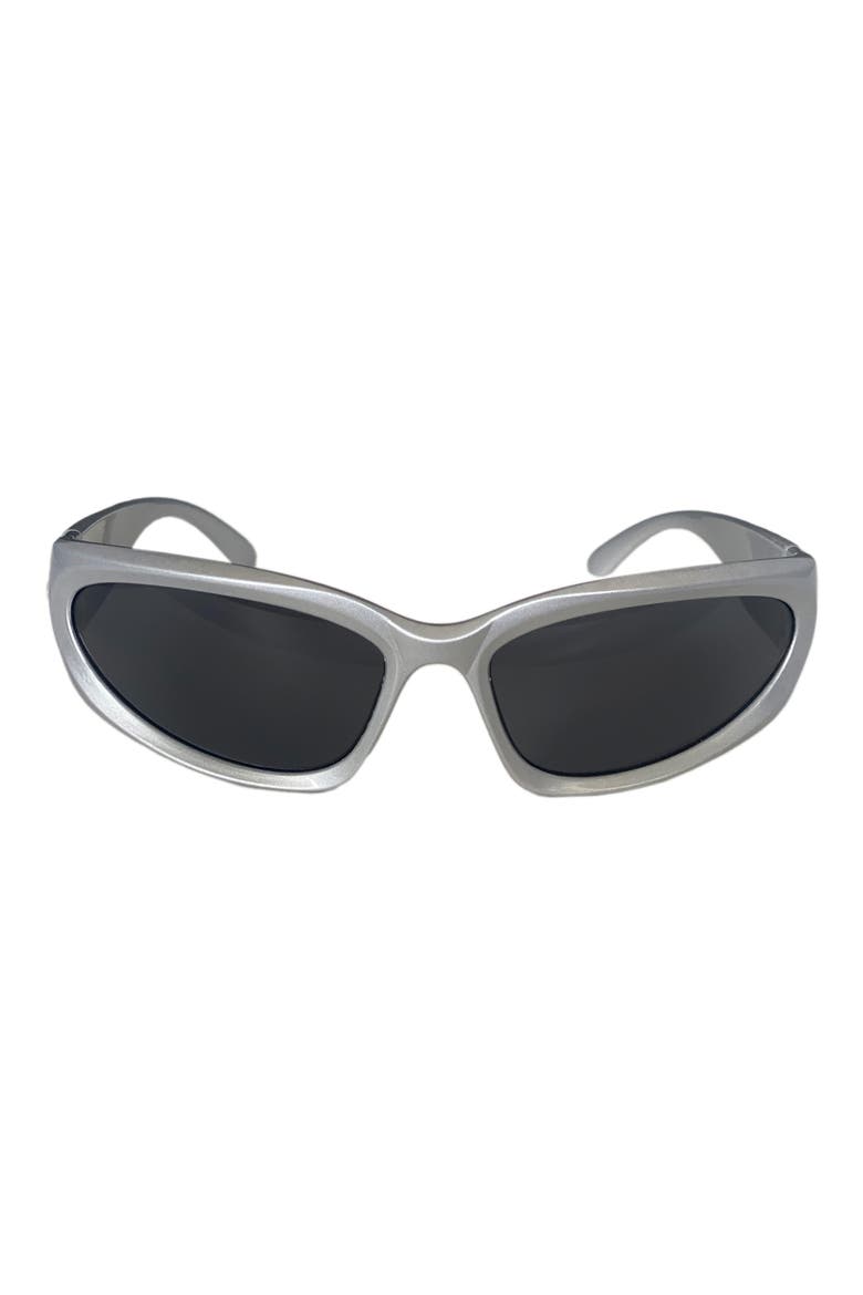 Racer 72mm Polarized Wraparound Sunglasses, Main, color, SILVER/ BLACK