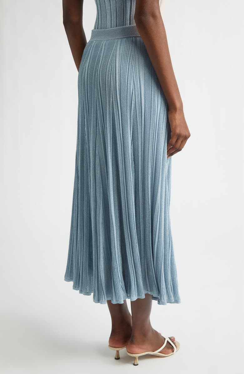 Zimmermann Aster Metallic Flared Ottoman Stitch Sweater Skirt, Alternate, color, Metallic Blue