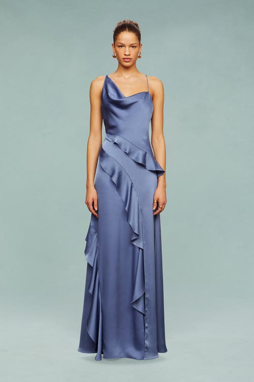 Amur Sara Heavy Charm Gown In Blue