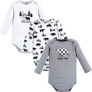 Hudson Baby Cotton Long-Sleeve Bodysuits 3-Pack