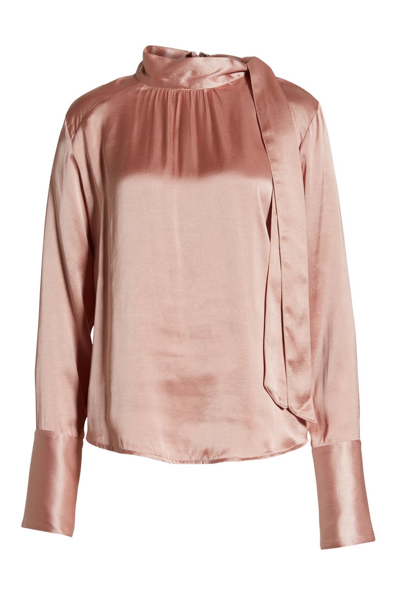 Easy Tie Neck Top (Nordstrom Exclusive), Alternate, color, PINK MISTY