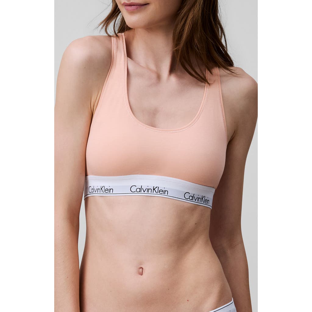 Calvin Klein Modern Cotton Collection Unlined Cotton Blend Bralette In Melon Frenzy
