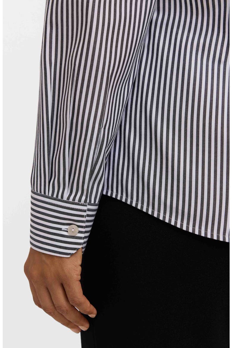 Dianna Stripe Cotton Button-Up Shirt, Alternate, color, BLACK/ WHITE