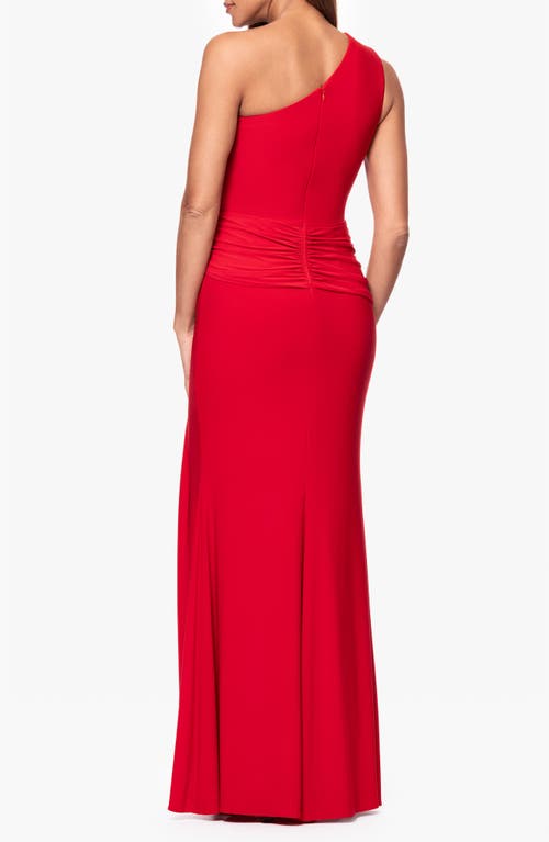 Xscape Evenings One-shoulder Twist Evening Gown In Red