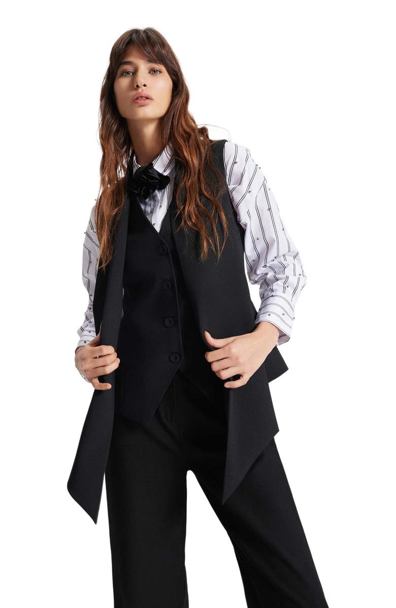 THEO The Label Daphne Tie Front Vest Jacket, Alternate, color, 