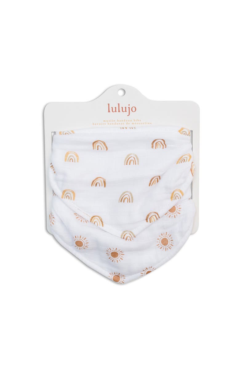Lulujo Bandana Bibs 2 Pack, Alternate, color, Rainbows & Suns