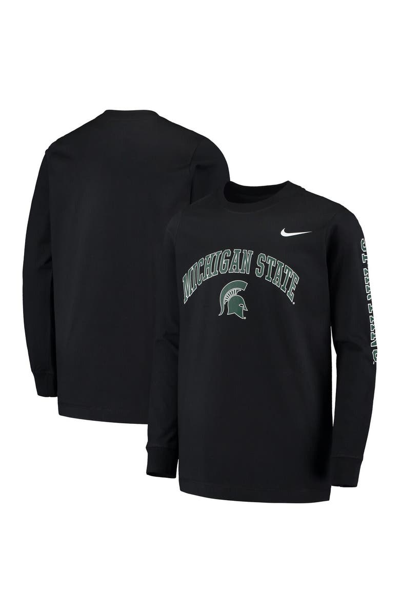 Nike Youth Nike Black Michigan State Spartans Arch & Logo 2-Hit Long Sleeve T-Shirt, Main, color, Black