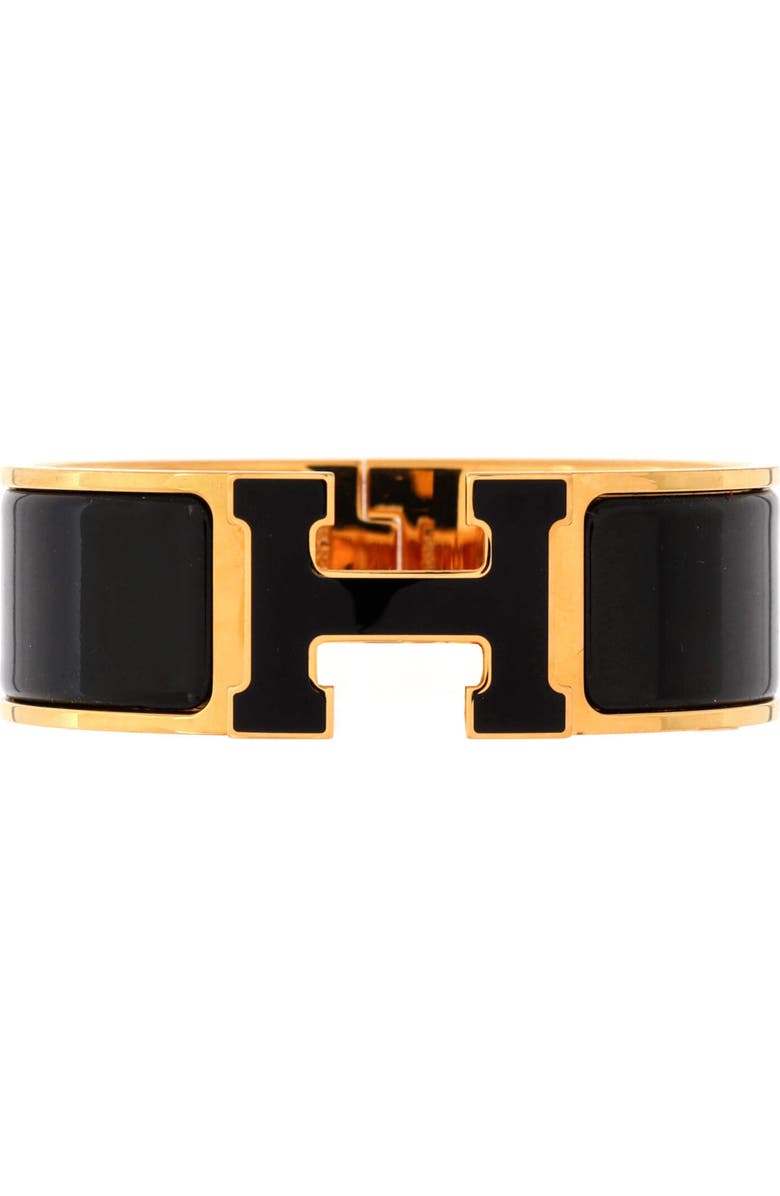 Pre-Owned Hermes Clic H Bracelet Enamel Wide, Main, color, Black