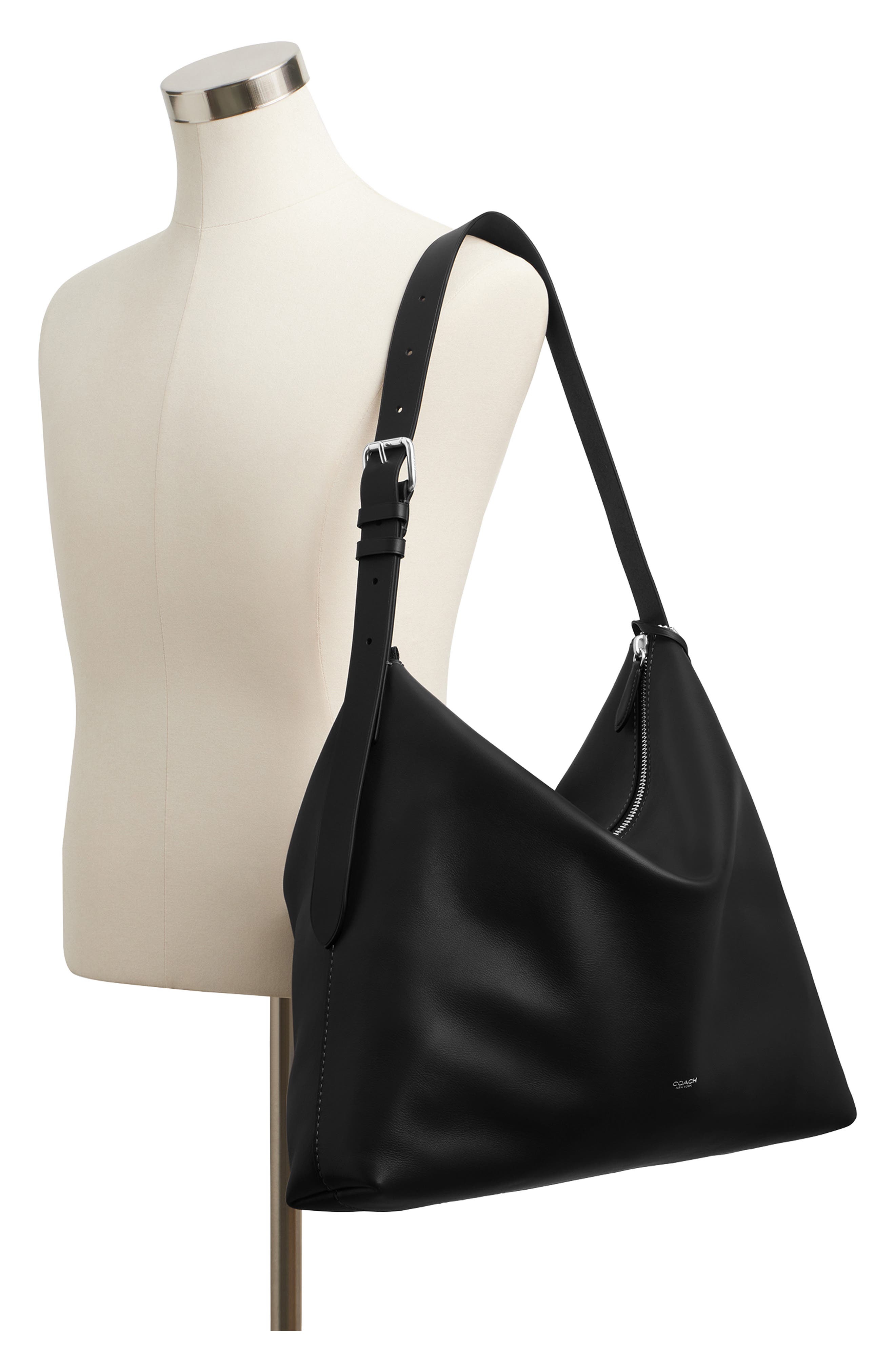 COACH Mott Leather Messenger Bag, Alternate, color, Black