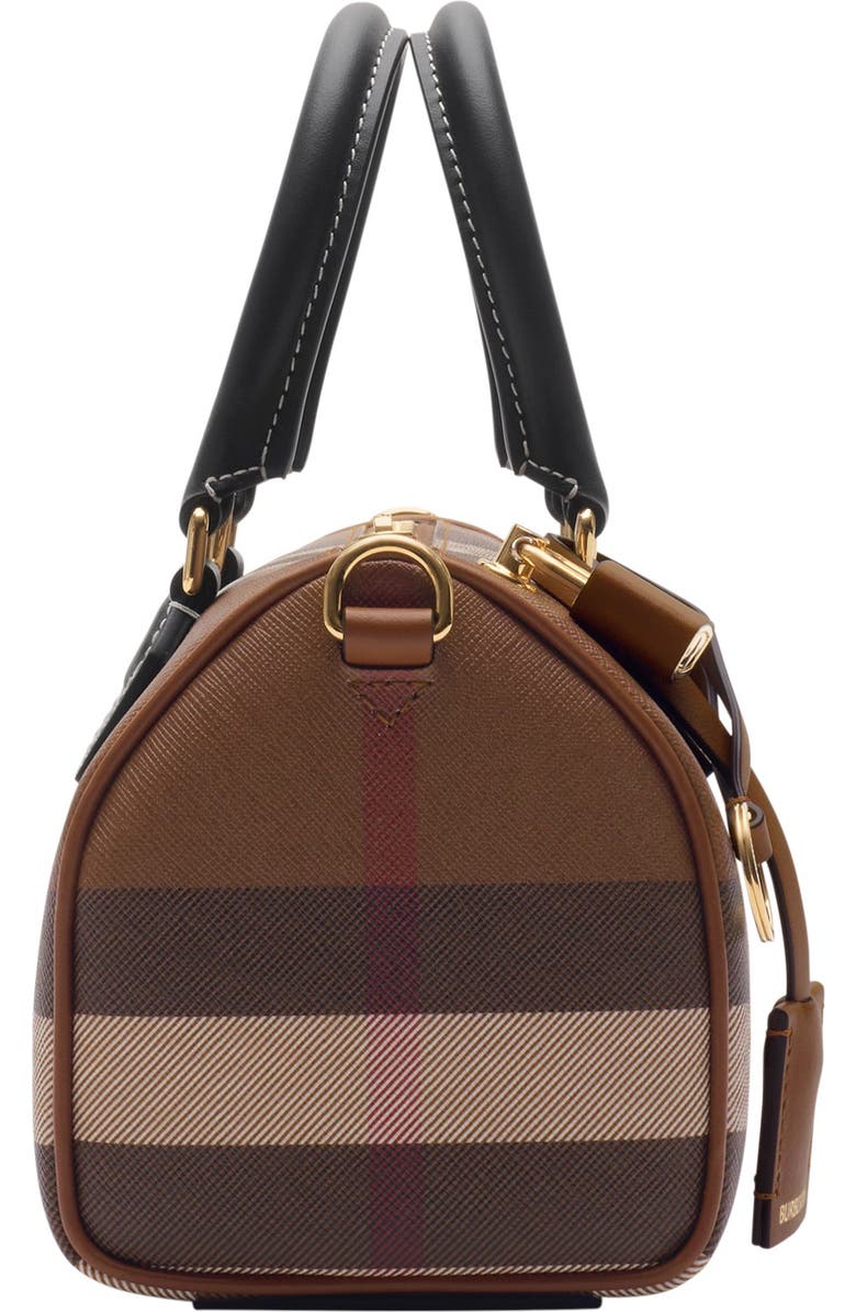Burberry Mini Check Bowling Bag, Alternate, color, Dark Birch Brown