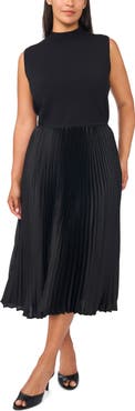 Halogen® Mock Neck Pleated Maxi Dress