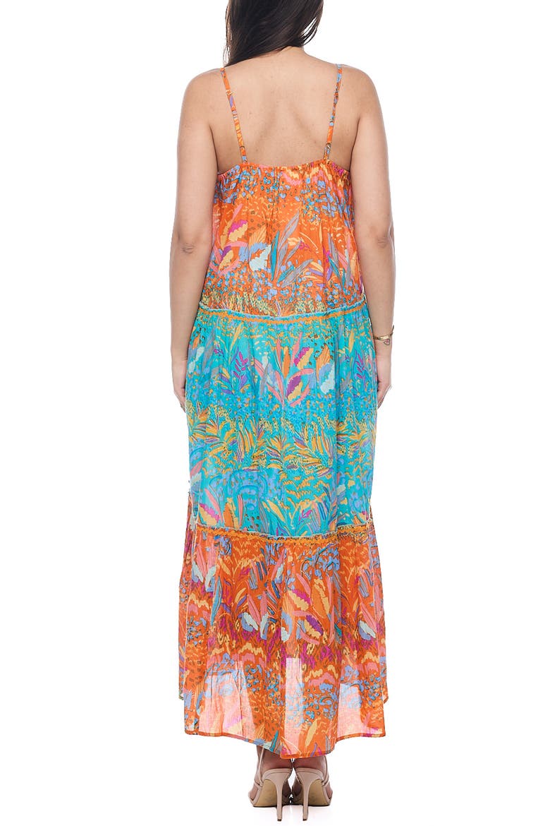 Button Half Placket Cotton Maxi Sundress, Alternate, color, BLUE