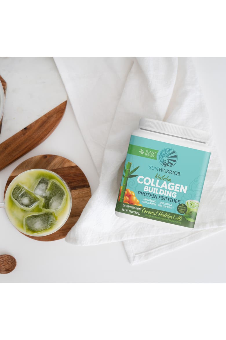 Collagen Building Protein Peptides Powder, Coconut Matcha Latte, 500g sq tub, Alternate, color, No Color