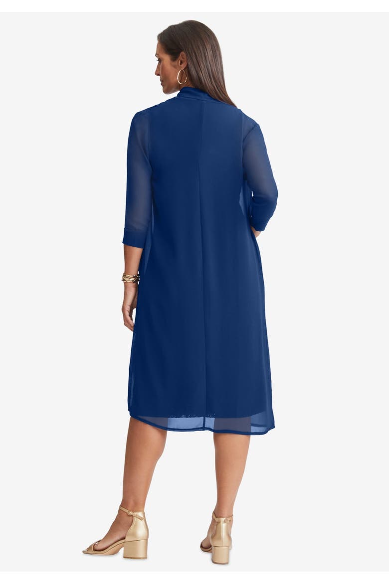 2 Piece Lace Jacket Dress, Alternate, color, DARK SAPPHIRE