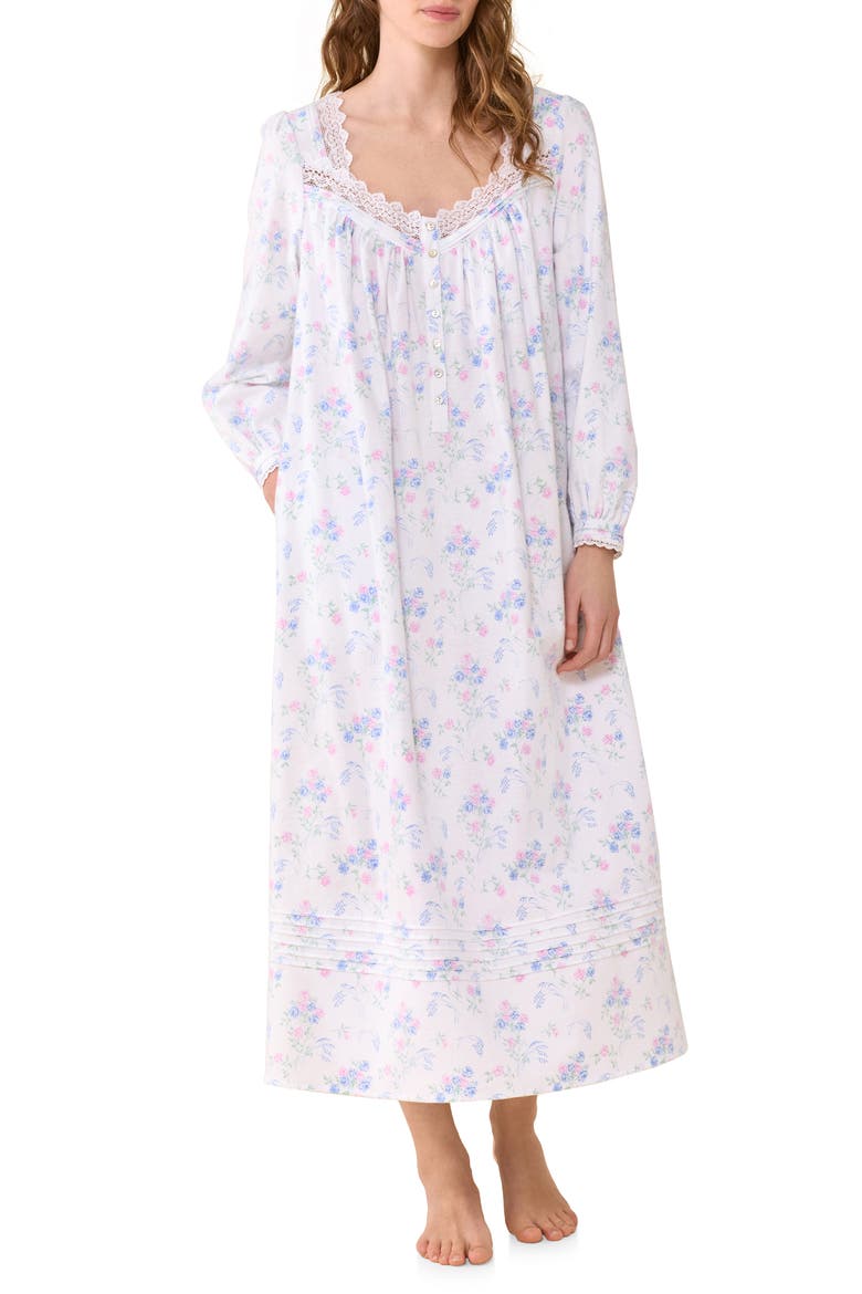 Pintuck Cotton Ballet Nightgown, Alternate, color, BLUE/PINK