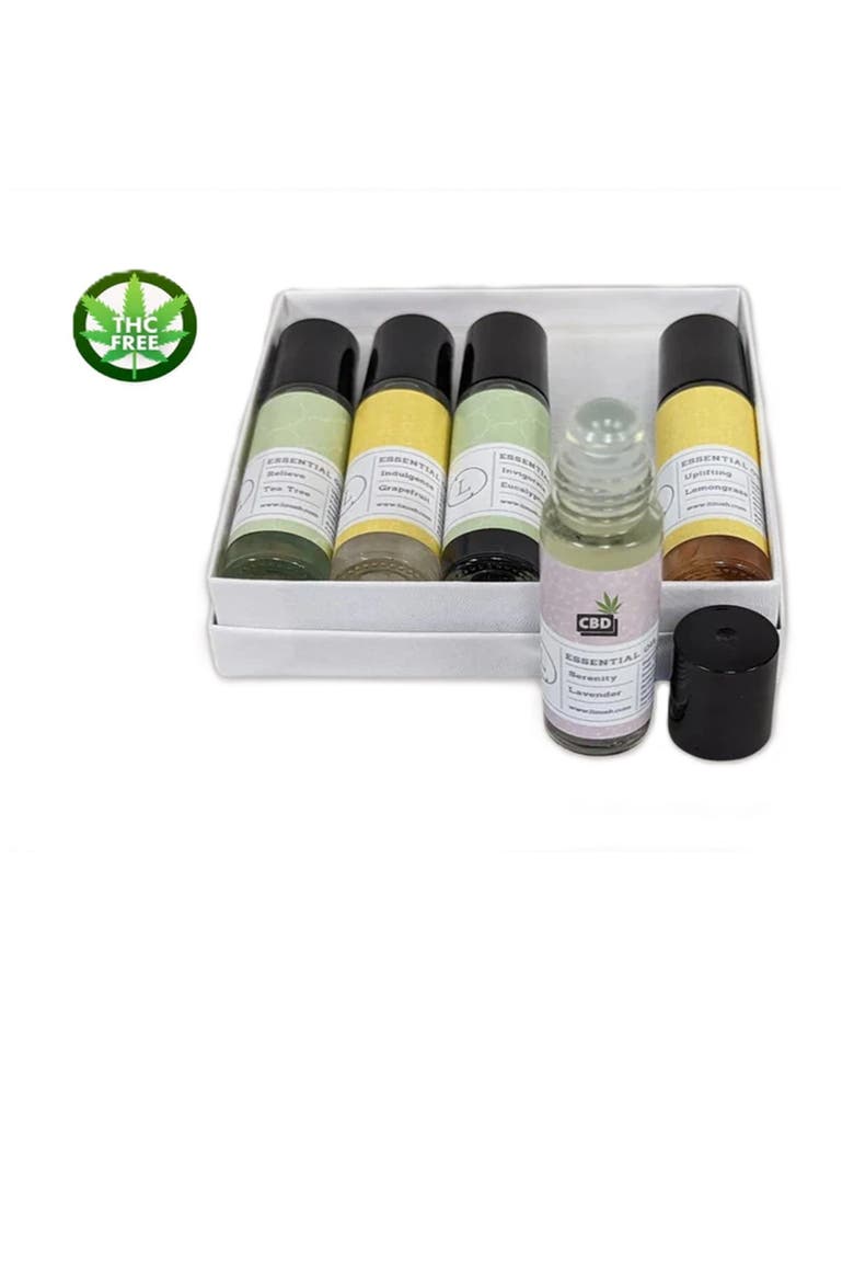 CBD Essential Oils Roll-On Set with Crystals, Main, color, None