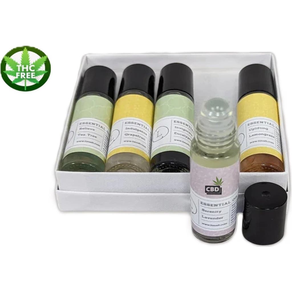 Lizush Cbd Essential Oils Roll-on Set With Crystals In Multi