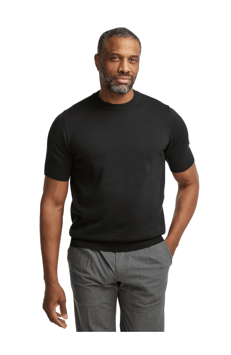 Paul Fredrick Supima Cotton Crew Neck Sweater, Alternate, color, Black